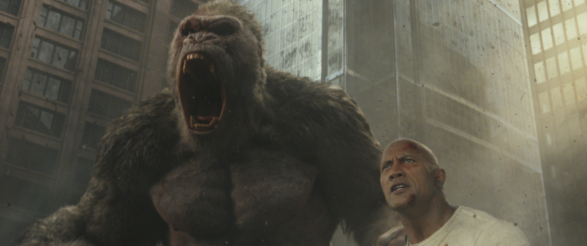 Rampage (2018) movie featuring Dwayne Johnson and George