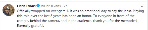 Chris Evans aka Captain America Confirmed His Death in Avengers 4