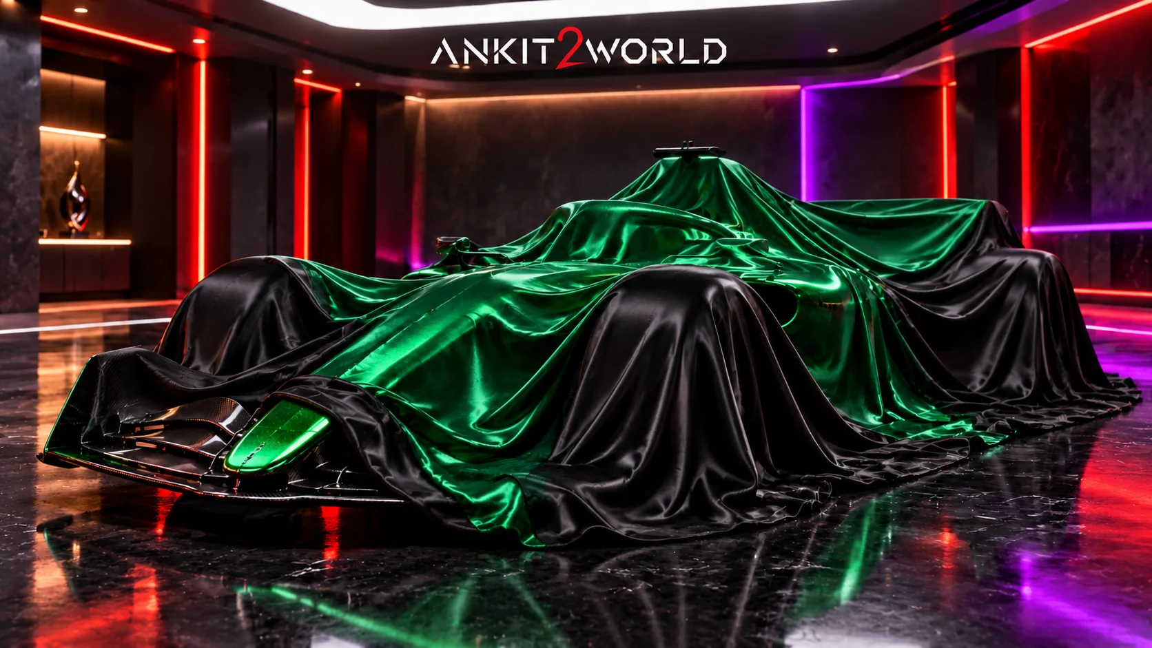 a2w green black f1 car reveal cover